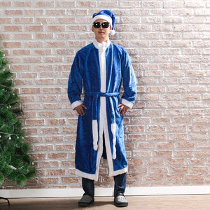 고급 블루 가운형 산타복(남) (성인용) (총기장:130cm)