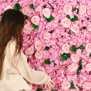 플라워월 조화 꽃장식(핑크) (60x40cm)