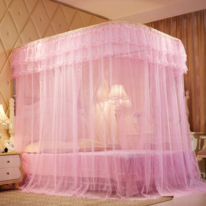 스위트룸 레일형 침대모기장(200x220cm) (핑크)