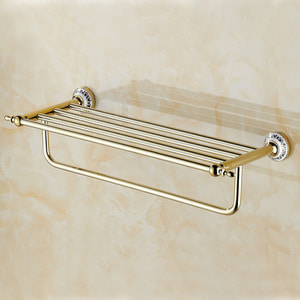 엔틱 스텐 욕실 수건걸이 욕실선반(골드) (65x15cm)